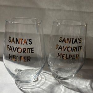 Santa's Favorite Helper Stemless Wine Glasses set of 2